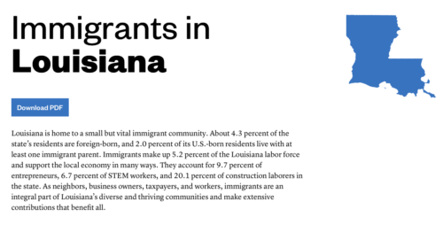 screenshot of Louisiana immigration fact sheet