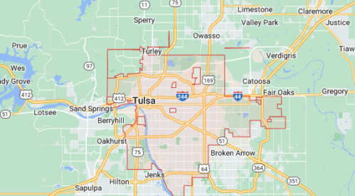 map of Tulsa, Oklahoma