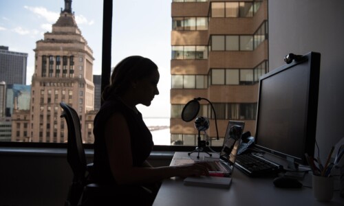 photo of woman at a computer for Gasparian Spivey Immigration